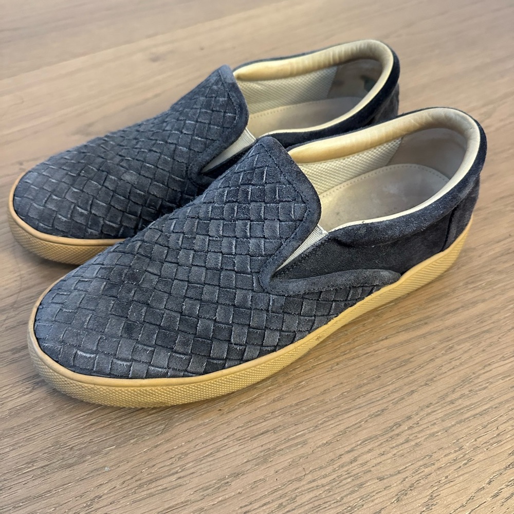 Bottega Veneta Dark Gray Woven Slip-On Loafers